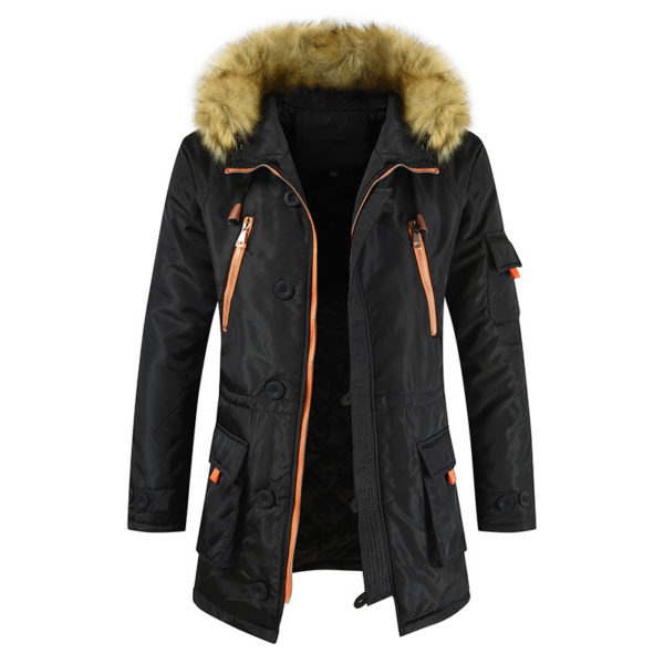 veste en coton chaude mi-longue épaisse en velours pour hommes – Image 2