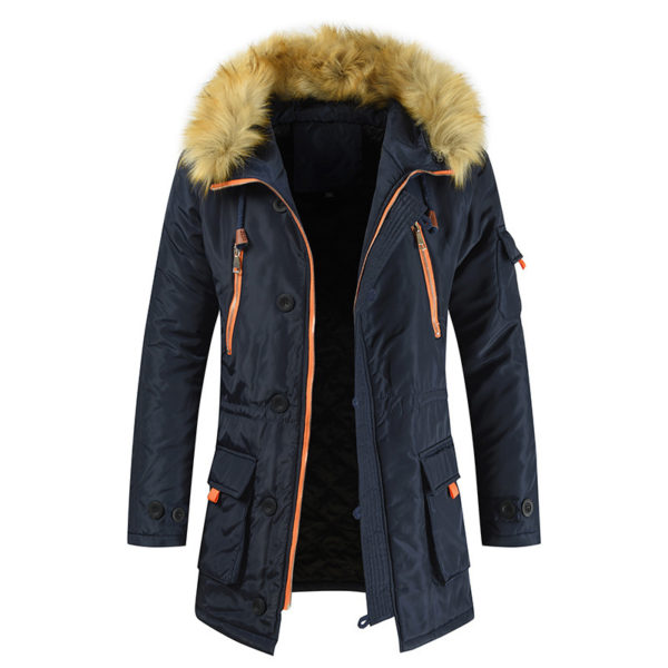 veste en coton chaude mi-longue épaisse en velours pour hommes – Image 3