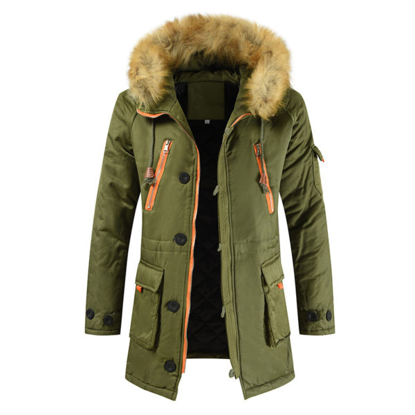 veste en coton chaude mi-longue épaisse en velours pour hommes – Image 5