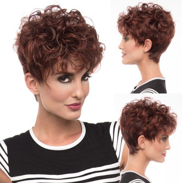 Perruque européenne et américaine cheveux courts et bouclés