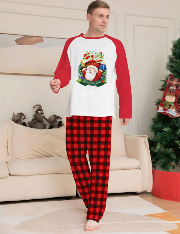 Ensemble de vêtements de Noël parent-enfant T-shirt à manches longues Pantalon à carreaux Pyjama assorti pour la famille – Image 4