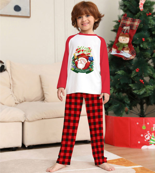 Ensemble de vêtements de Noël parent-enfant T-shirt à manches longues Pantalon à carreaux Pyjama assorti pour la famille – Image 7