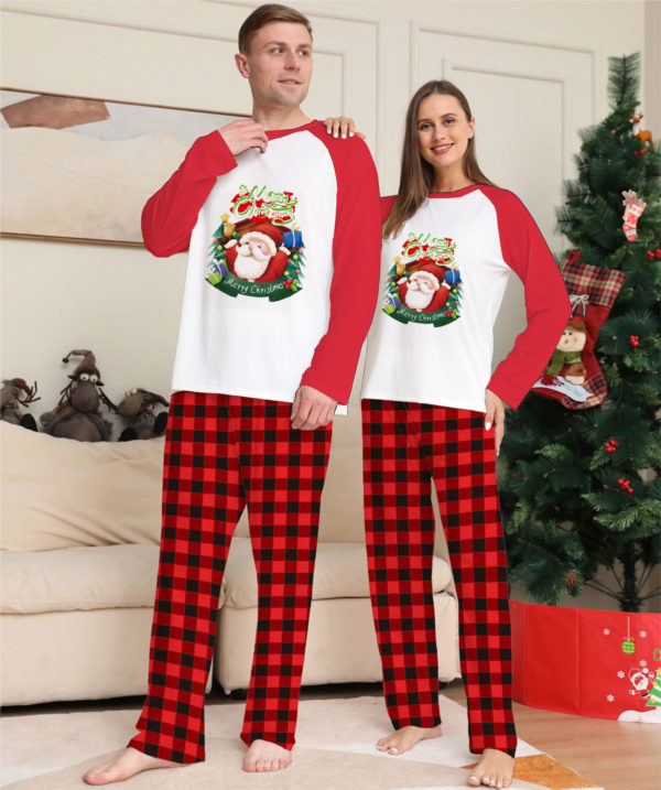 Ensemble de vêtements de Noël parent-enfant T-shirt à manches longues Pantalon à carreaux Pyjama assorti pour la famille – Image 3