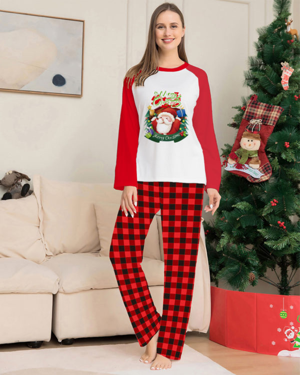Ensemble de vêtements de Noël parent-enfant T-shirt à manches longues Pantalon à carreaux Pyjama assorti pour la famille – Image 5